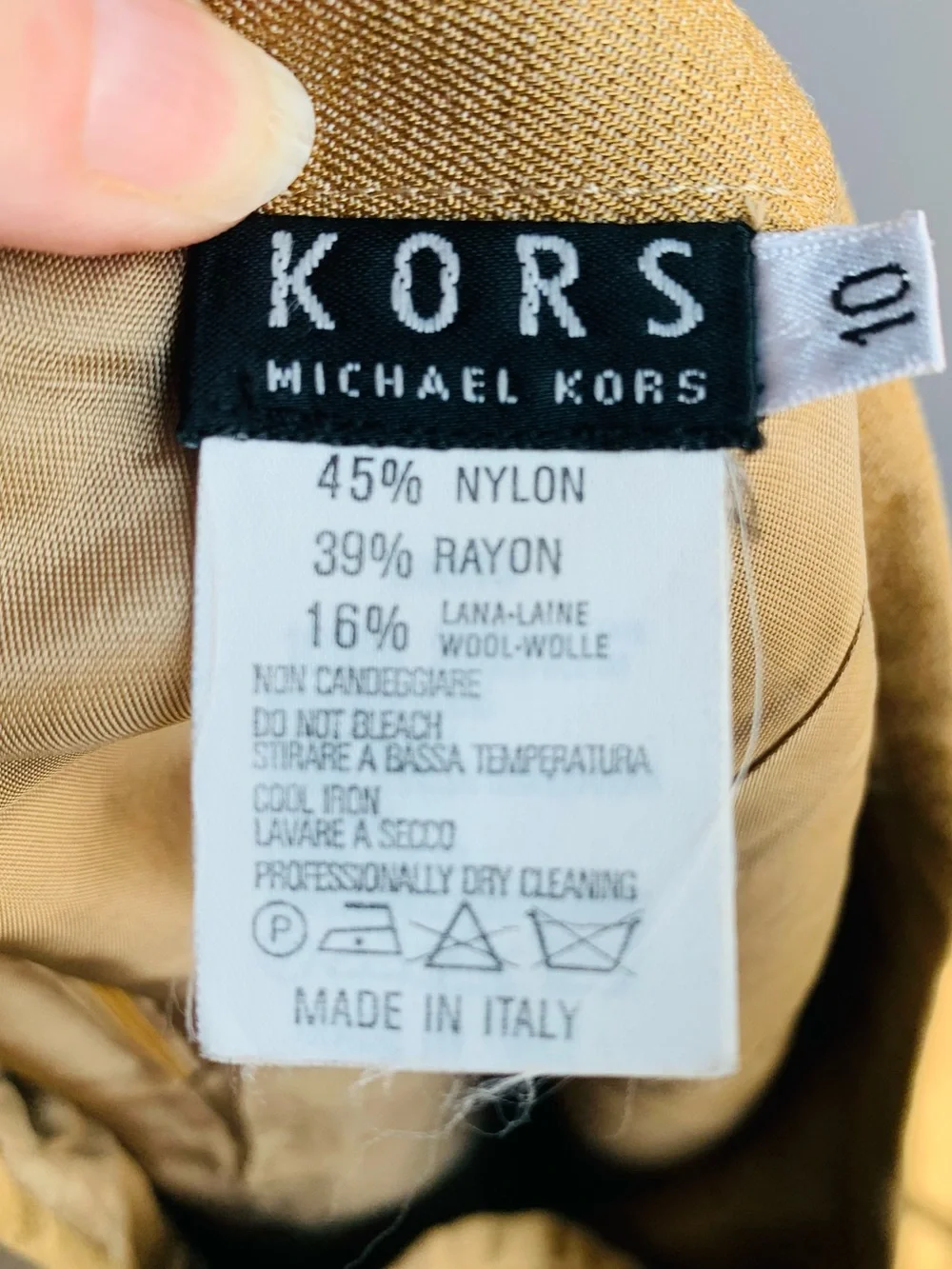 Michael Kors Vintage Skirt Gold Wool Blend Mini Glam Shimmer Party Fun 8 10 Med